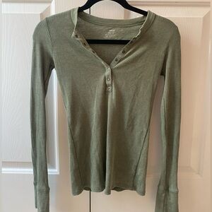 Aerie Waffle Long Sleeve Button shirt